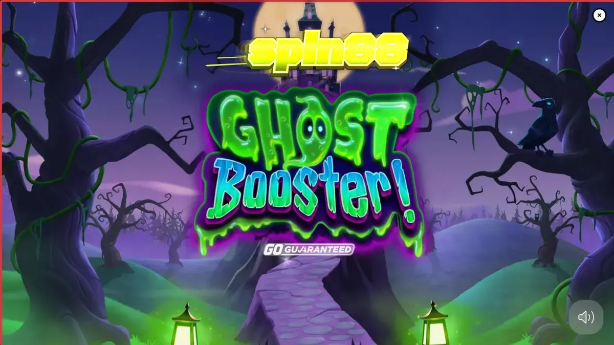 Tampilan visual slot Ghost Booster dengan tema rumah hantu yang ceria dan penuh warna.
